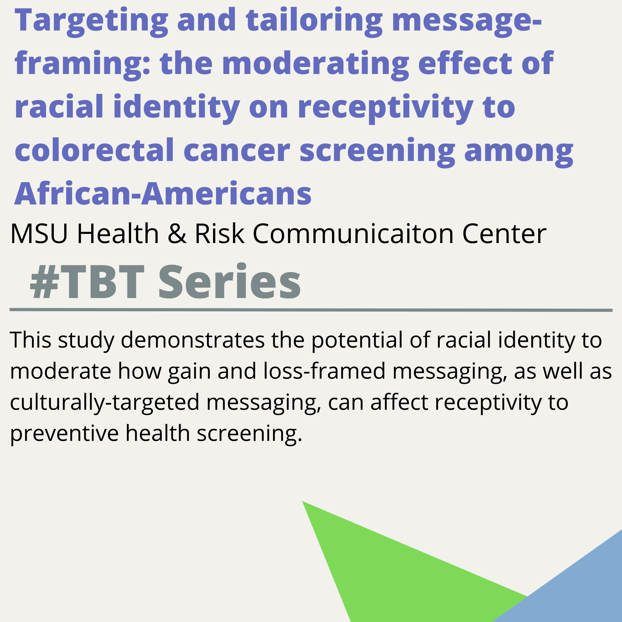 Targeting and tailoring message-framing: the moderating effect of racial identity on receptivity to colorectal cancer screening among African-Americans
